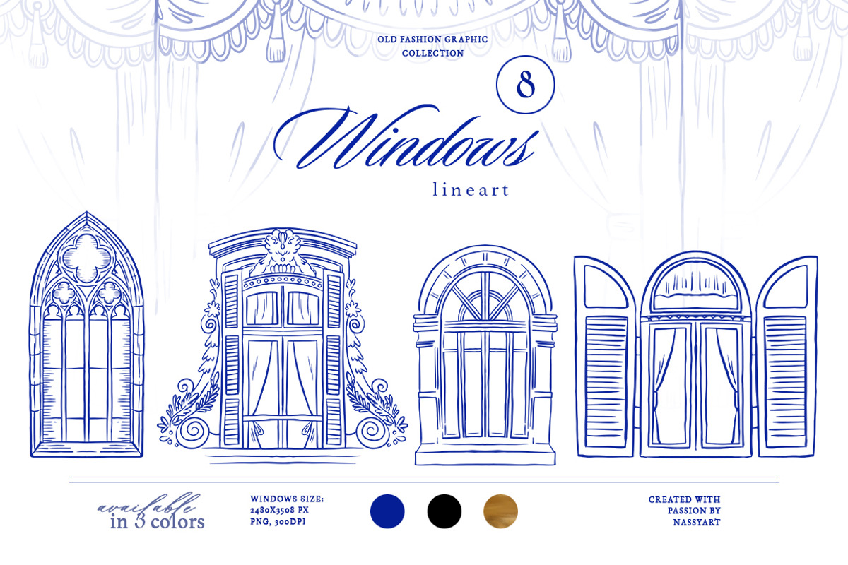 +420 Barbara Vintage Line Art Set, a Decorative Illustration by NassyArt (Photo 13 of 29)