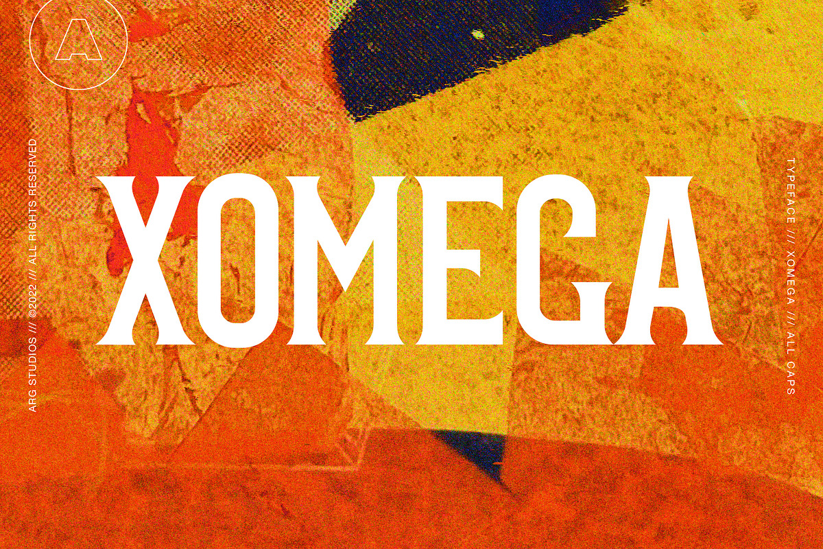 Xomega All Caps, a Serif Font by Anthony Grant (Photo 1 of 2)