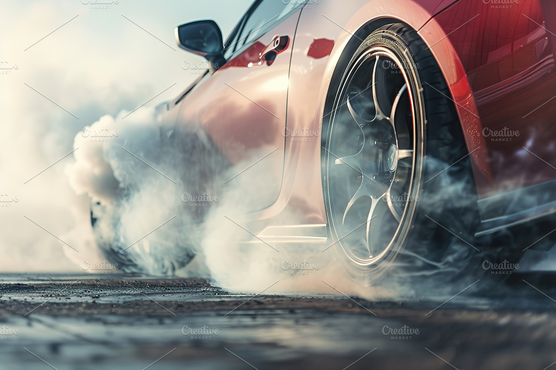 Sport car wheel drifting and smoking, a Transportation Photo by AlyaAnd