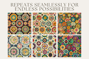 12 Earthy Bohemian Seamless Patterns