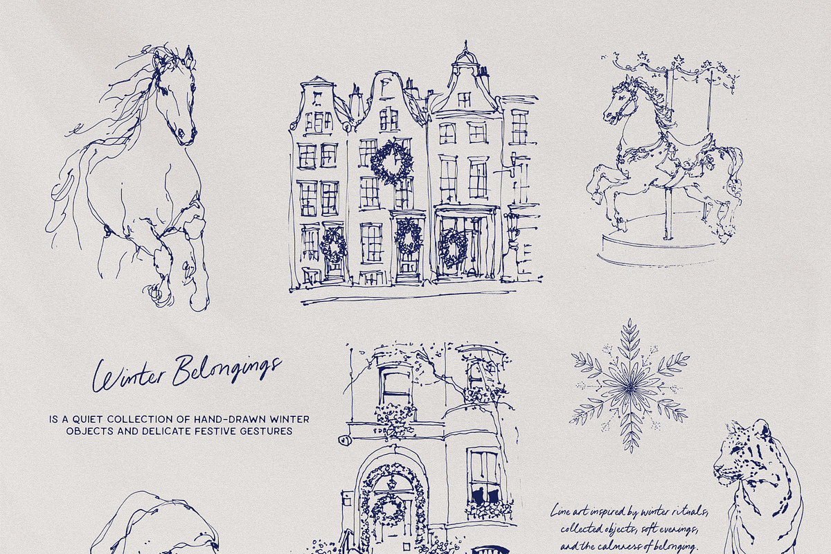 Winter Belongings: Holiday Line Art, a Seasonal Illustration by Purple (Photo 14 of 15)