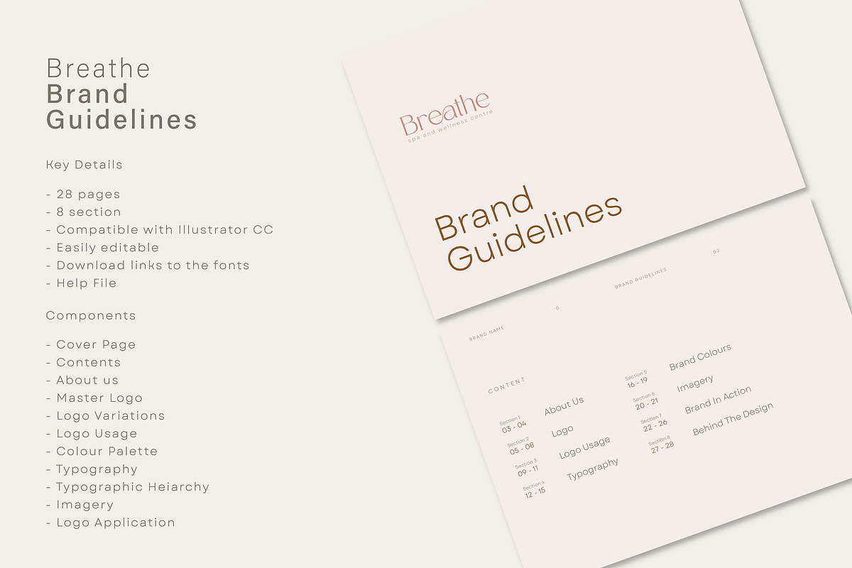 Breathe | Spa Brand Guidelines, a Branding & Logo Template by Naveera Aftab (Photo 4 of 5)