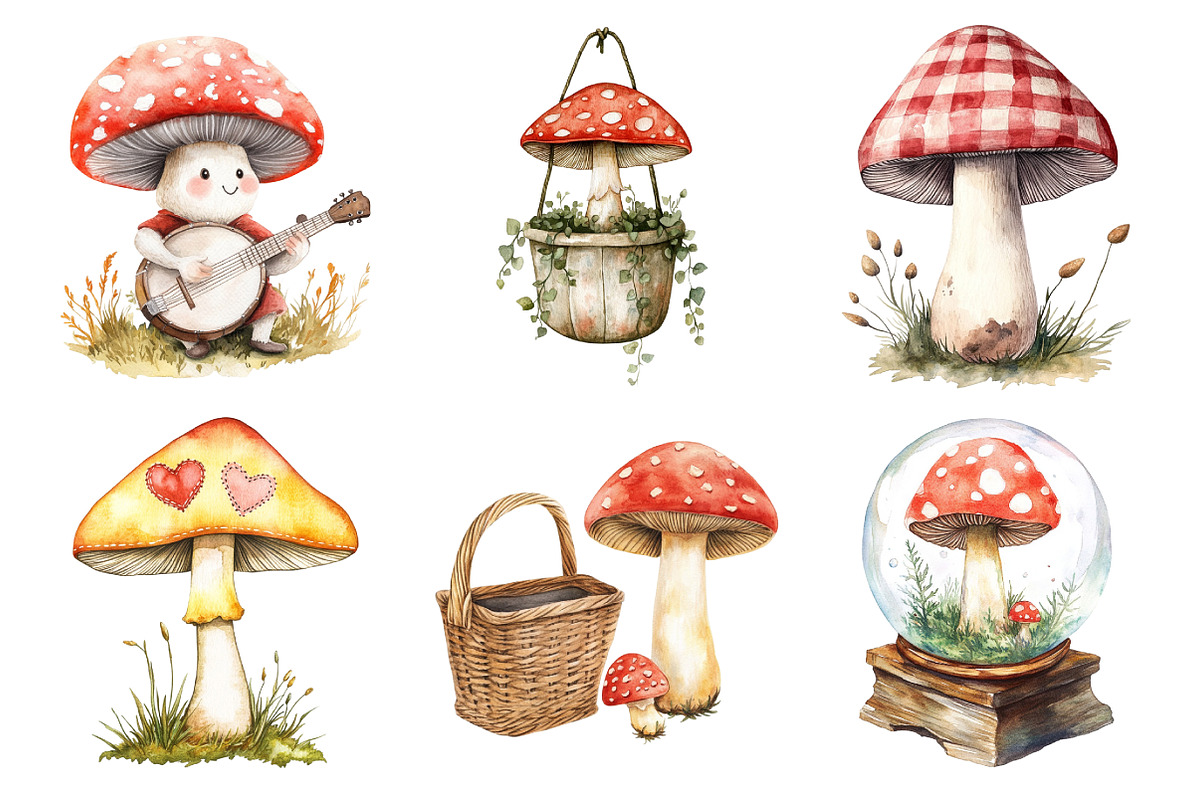 Cottagecore Retro Mushroom Clipart, an Illustration by Daily.Designs (Photo 2 of 5)