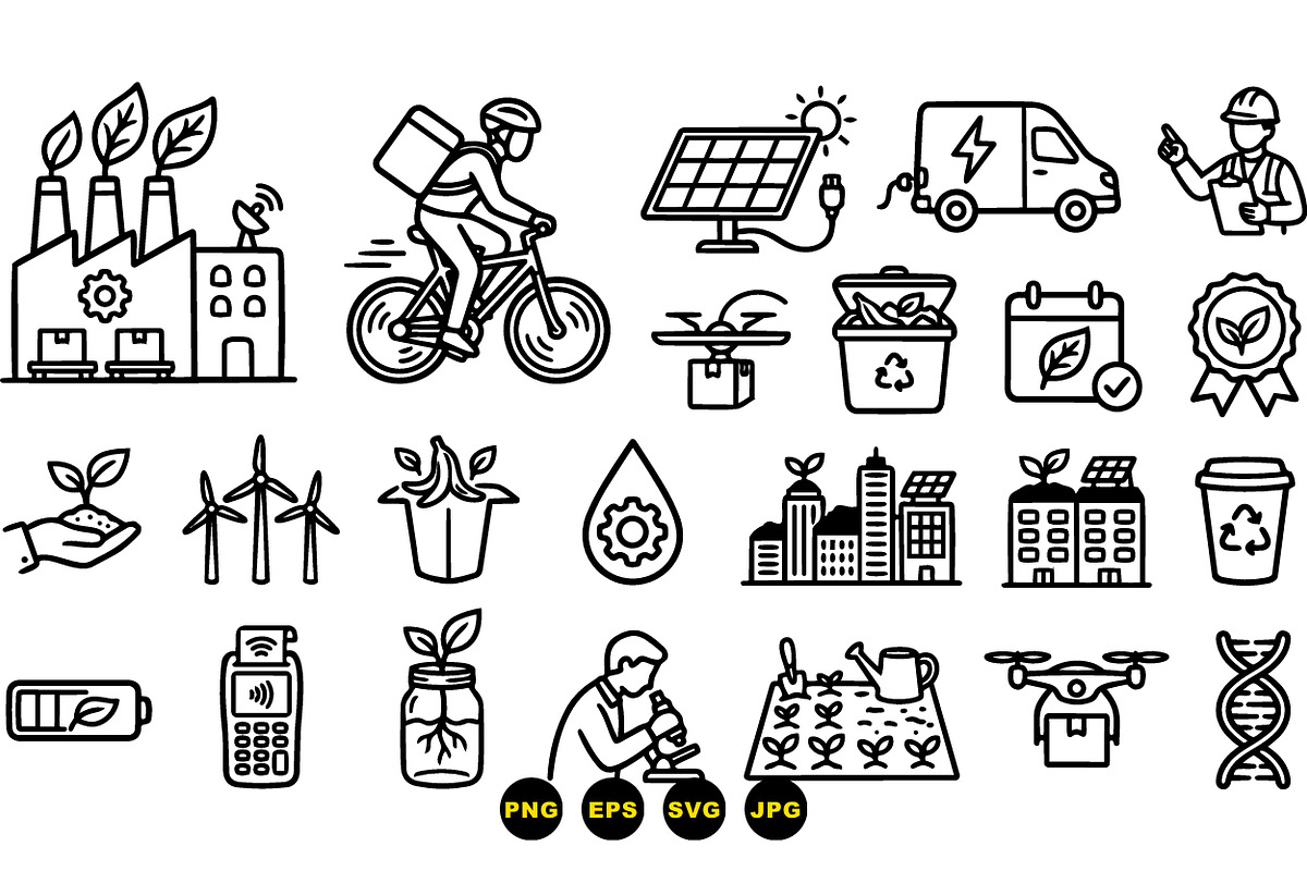 Eco Technology Icon Set, an Illustration by designvectx (Photo 2 of 3)