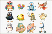 Funny Bird Clipart Bundle Funny Bird, an Illustration by Sublimation Artist (Thumbnail 3 of 6)