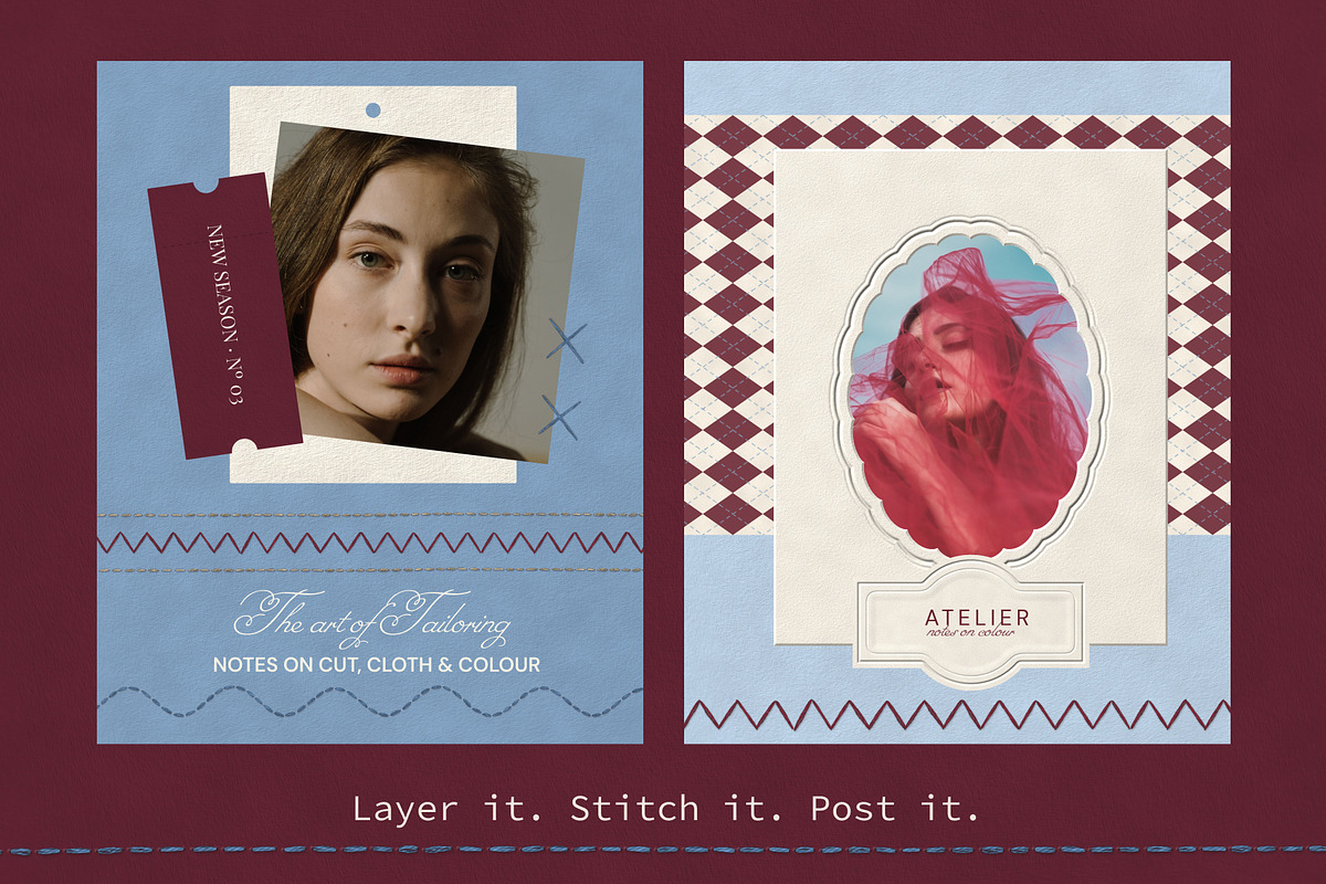 Stitched Paper Vellum Collage Kit, an Object Graphic by Anzhelika (Photo 2 of 9)