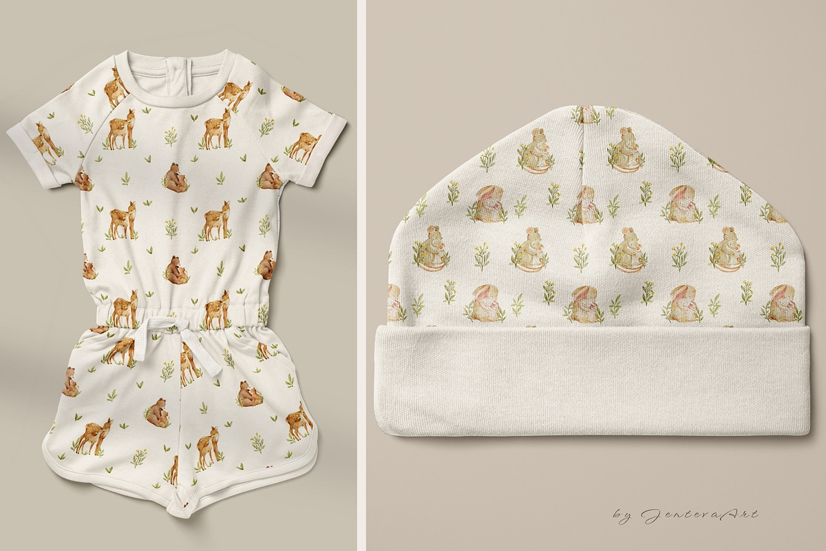 Watercolor Woodland Mom & Baby Set, an Animal Illustration by Jenteva Art (Photo 11 of 14)