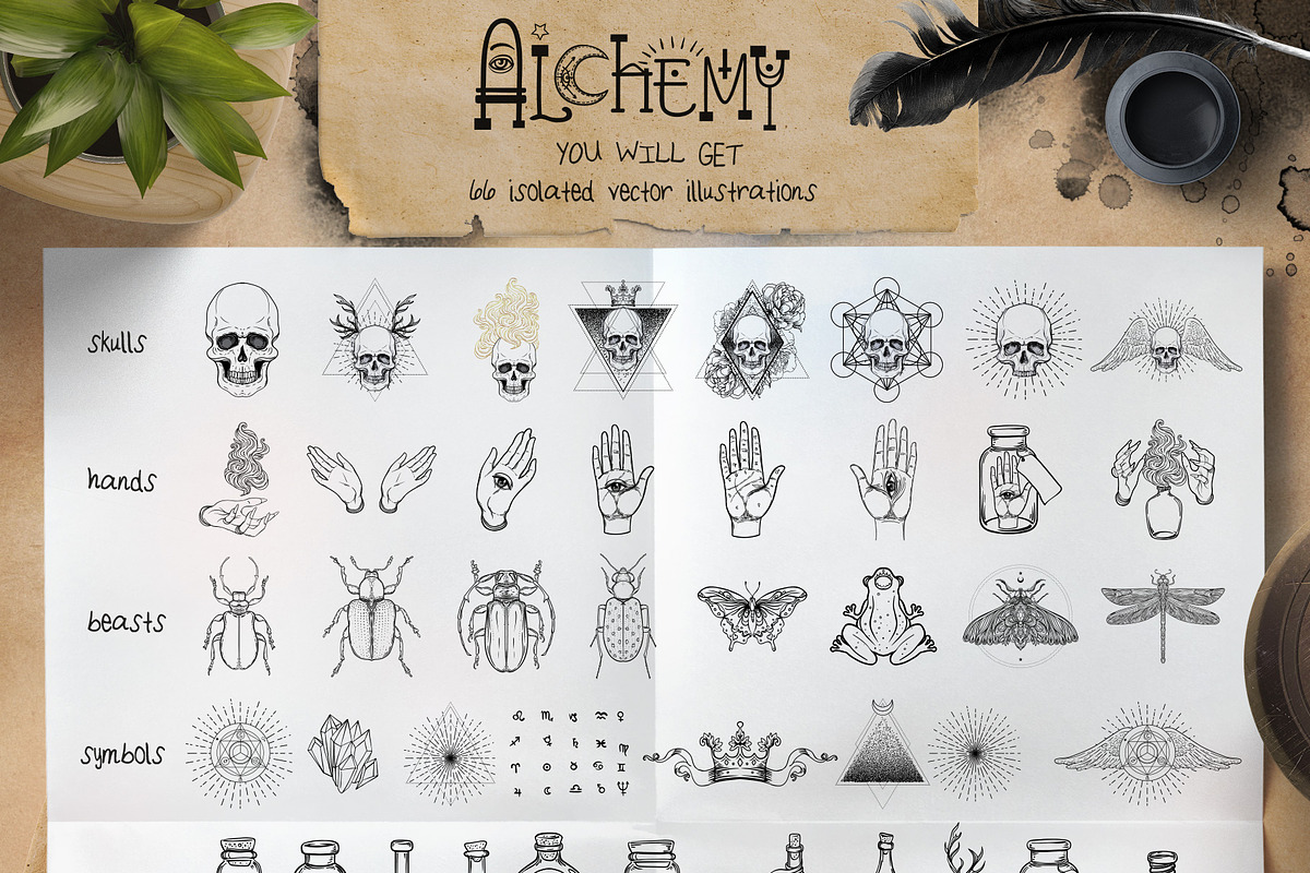 100 ALCHEMY. Magic Vector Set., an Illustration by Varvara Gorbash (Photo 8 of 9)