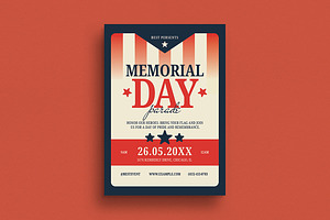 Retro Bold Memorial Day Event Flyer, a Templates & Theme by VectorVactory