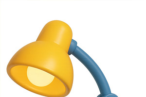 Yellow desk lamp on blue base agains, an Illustration by Dvoevnore photos