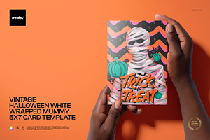 Halloween White Mummy Card Template