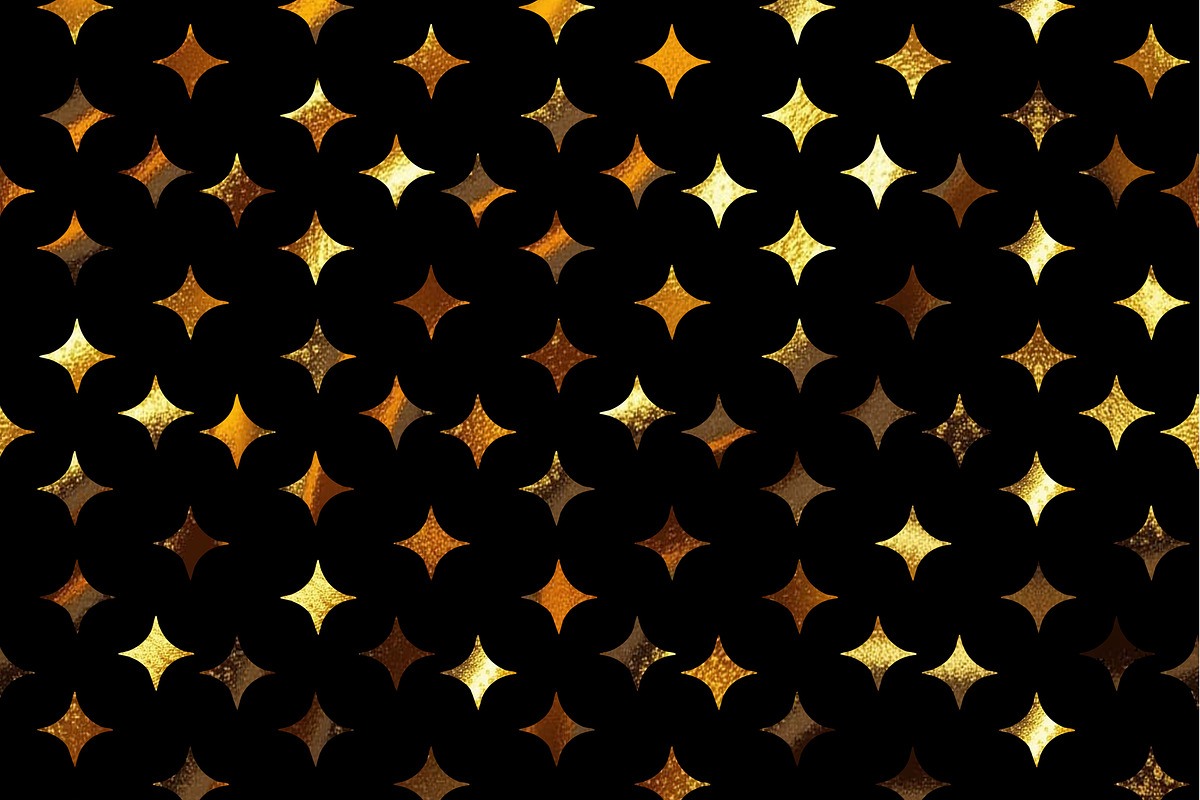 Gold Stars on Black Seamless Repeat, a Pattern Graphic by Sharon Schwalbe (Photo 1 of 5)