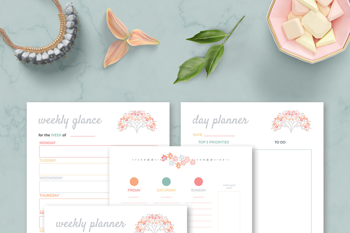 Weekly Planner, Day Planner, a Templates & Theme by Wellies and Lemonade