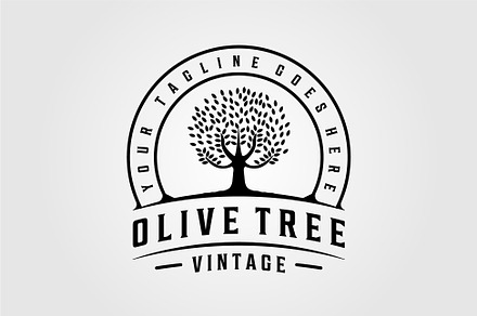 olive tree logo vintage vector, a Branding & Logo Template by zyxroun shop