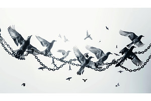 Flying Birds And Broken Chains -, an Animal Photo by ZinetroN