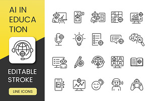 AI in Education Icon Pack, an Outline Icon by Grand Design