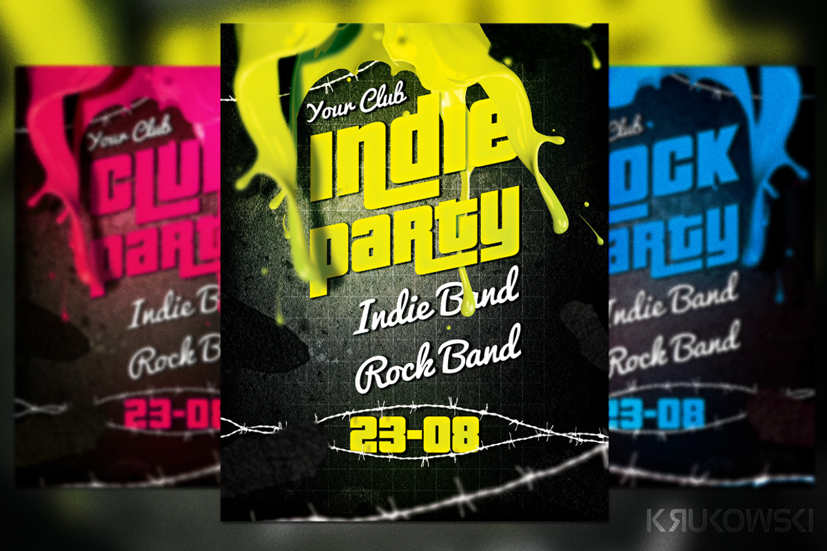 Indie Party Flyer Template, a Flyer Template by Krukowski Graphics (Photo 1 of 3)