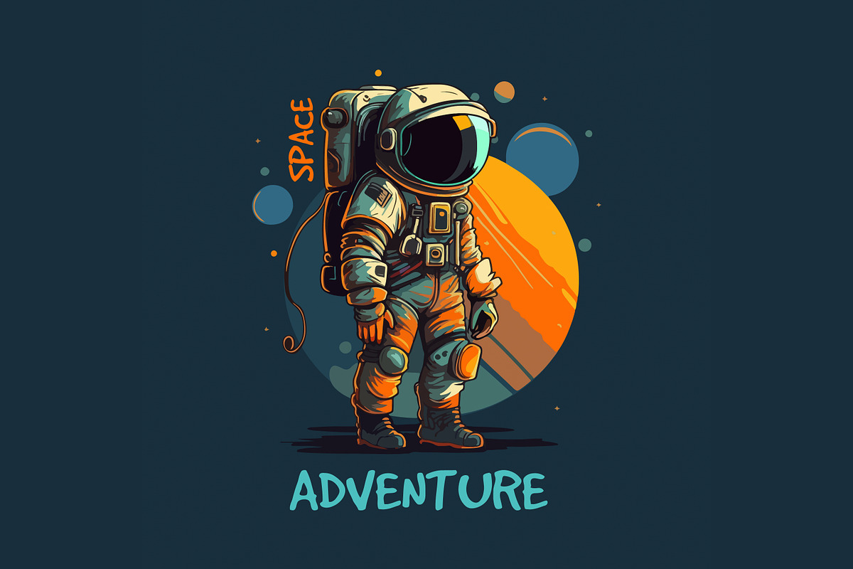 Astronaut t-shirt bundle. 20 vector, a Technology Illustration by Fractal fonts & graphics (Photo 9 of 21)