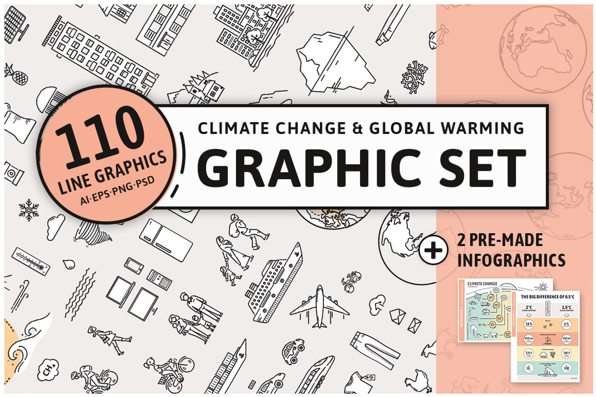 Climate Change Line Graphics, an Animal Illustration by nordicworker (Photo 1 of 5)
