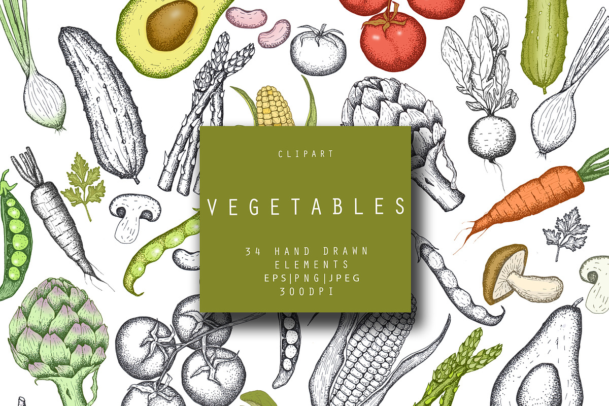 Hand Drawn Vegetables Illustrations, a Graphic by Hand drawn Boutique (Photo 1 of 4)