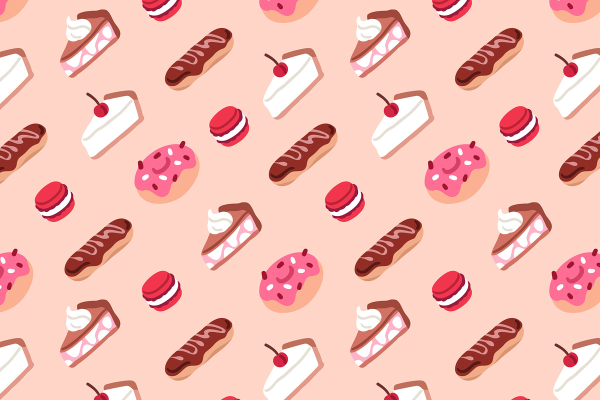 Sweets, desserts seamless patterns, a Pattern Graphic by Good Studio (Photo 2 of 11)