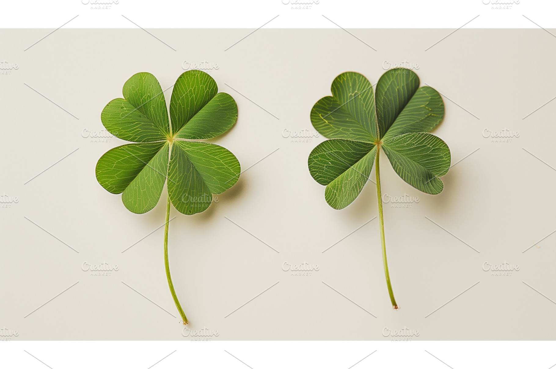 Two green four-leaf clovers on a, a Nature Photo by Sergey Kotenev