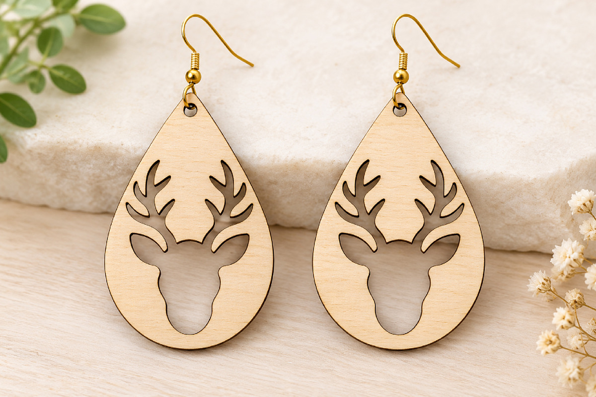 Christmas Reindeer Earrings SVG, an Object Graphic by Canvas Craft (Photo 3 of 3)
