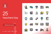 25 Teachers Day Filled Line Icons, an Icon by IconBunny (Thumbnail 1 of 2)