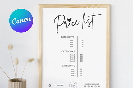 DIY Price List Template, Editable