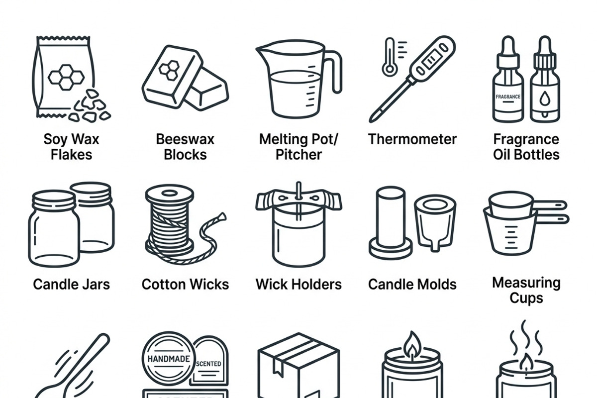 44 Candle Making Outline Icons, an Outline Icon by adenpinkstore (Photo 2 of 17)