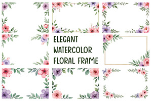 Watercolor Floral Frame Set, an Illustration by Creativeshirt