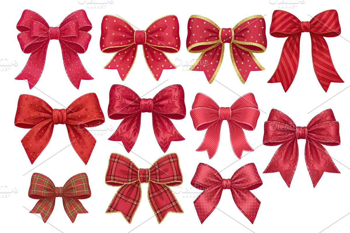 Red Textured Bows Mega Bundle, a Decorative Illustration by Stellalunarts (Photo 15 of 23)
