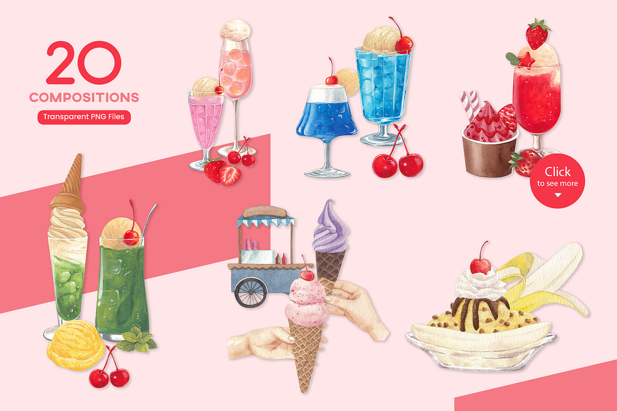 Ice cream Flavors & Soda Drink, a Food Illustration by CreativeValuation (Photo 4 of 13)