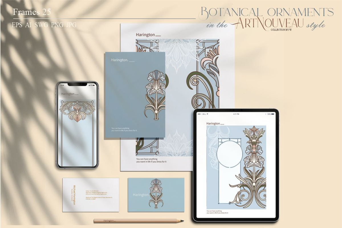 Botanical ornaments in the Art Nouve, a Pattern Graphic by Collection by VY (Photo 4 of 9)