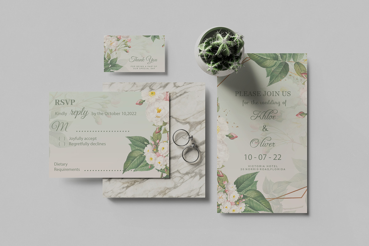 Wedding Invitation Stationery Mockup, a Print Template by bimockup (Photo 6 of 9)