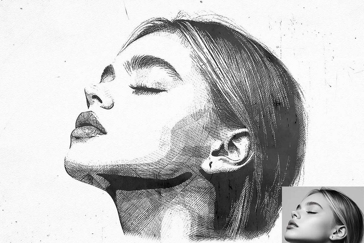 Vintage Cross Hatch Etching, an Action Add-On by Studio Retouch (Photo 10 of 11)