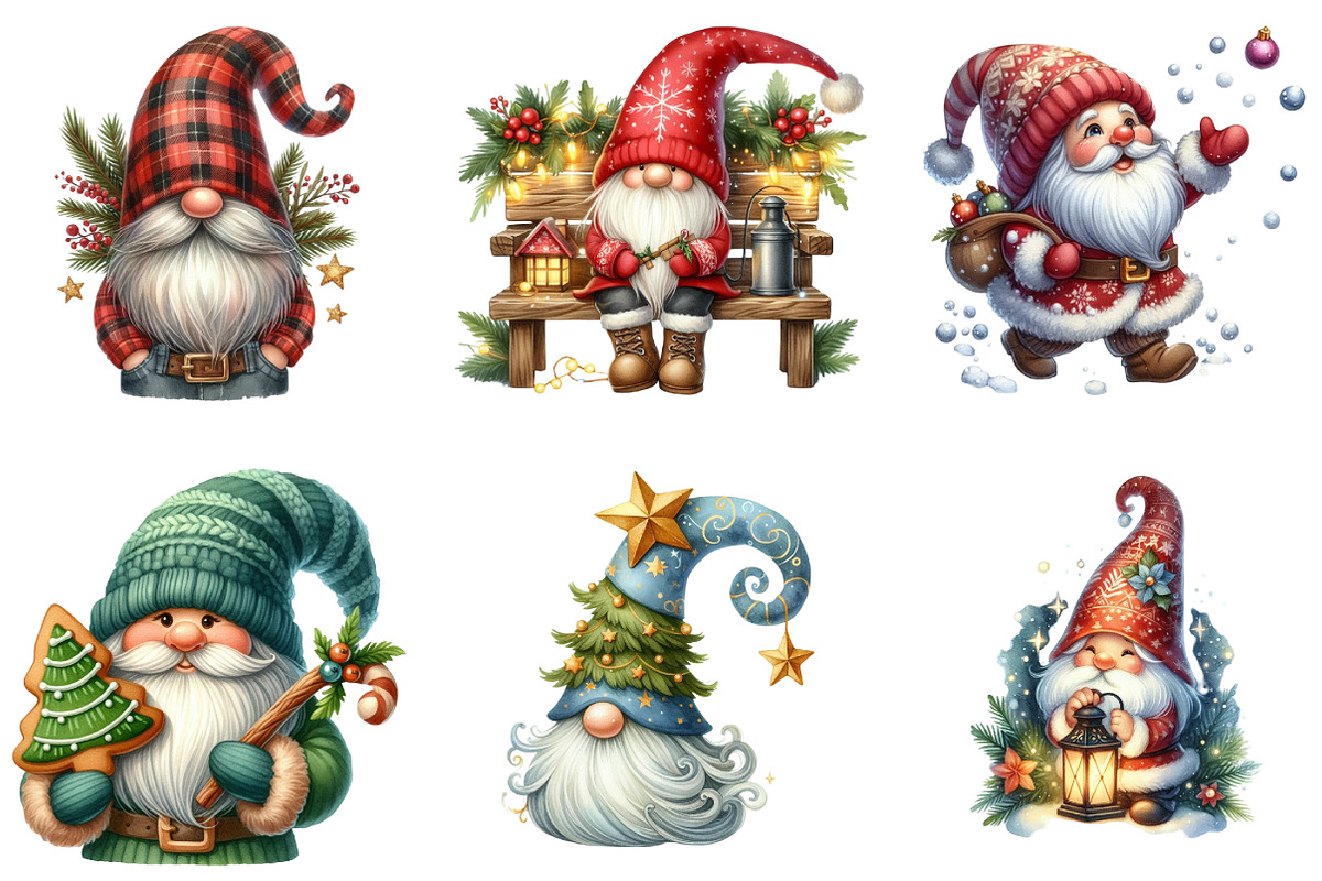 Cozy Christmas Gnomes Clipart P1, an Illustration by DreamArtGraphic (Photo 2 of 5)