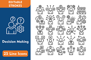 25 Decision Making Line Icons, an Icon by Pexelpy