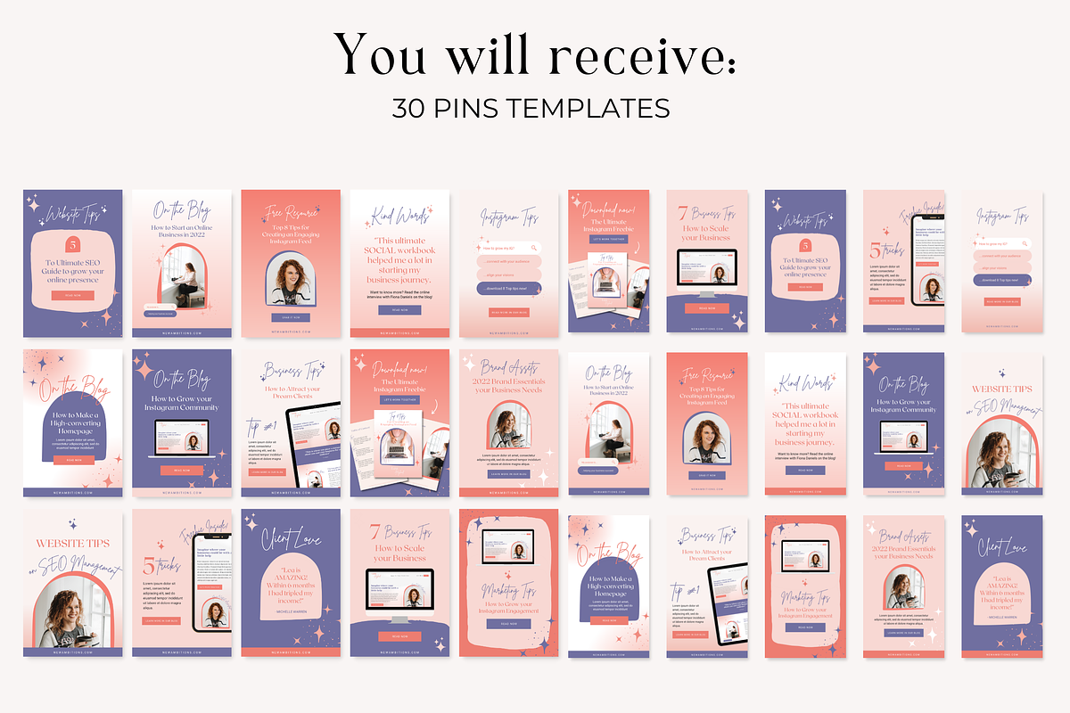 Pinterest Pin Templates Bold Canva, a Social Media Template by HerstedHertz (Photo 2 of 9)