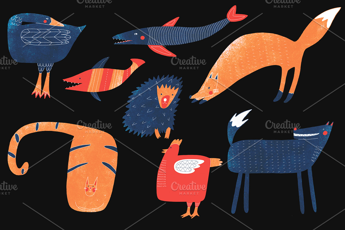 25 Hand Drawn Animals ClipArt, an Animal Illustration by Sasha Mitkalova (Photo 3 of 3)