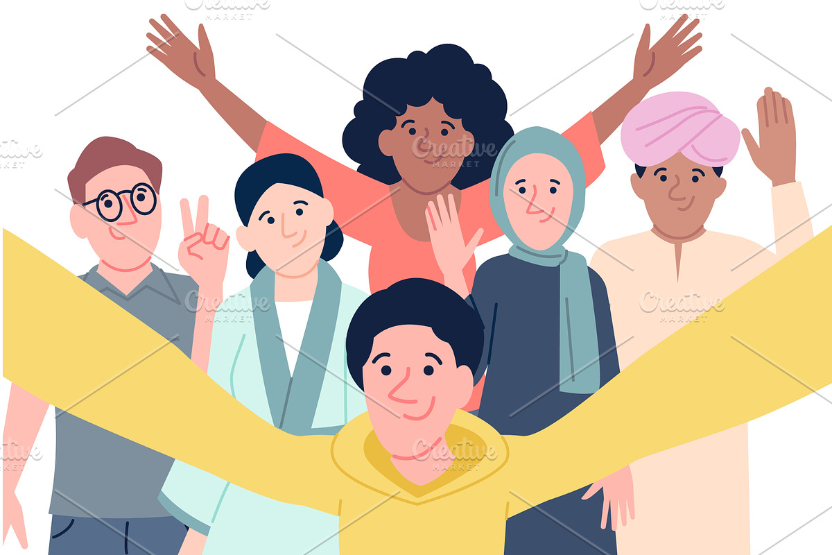 Friends selfie. Happy adults or, a Person Illustration by LadadikArt