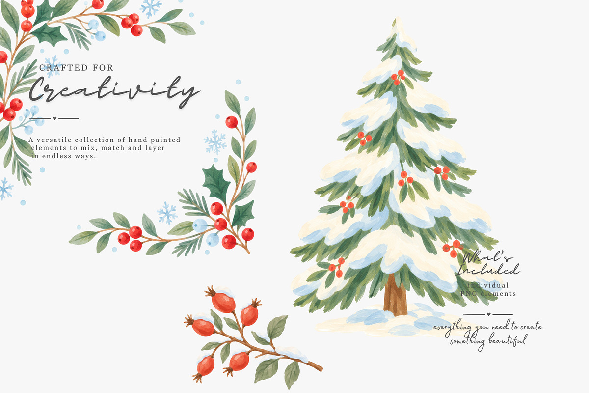 cozy storybook winter clipart set, a Decorative Illustration by Patishop Art (Photo 6 of 9)