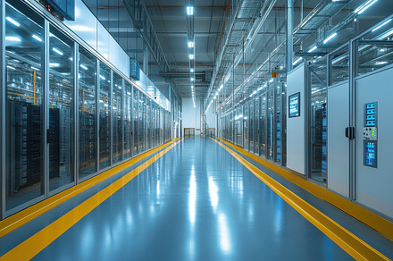 A modern data center facility filled, a Background Photo by Pixeness