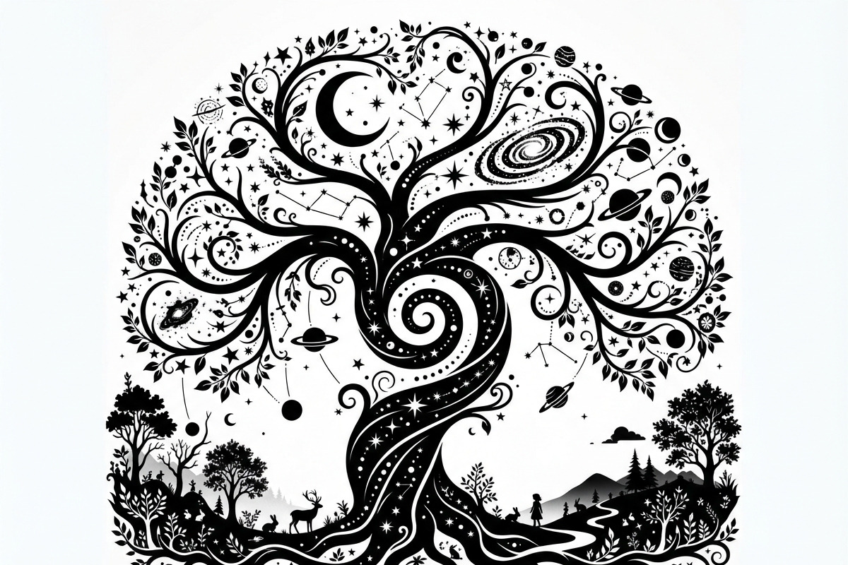 50 Mystical Galaxy Forest Silhouette, a Technology Illustration by Amazin_art (Photo 13 of 33)