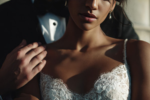 Couple hugs at wedding, a Photo by Beautiful things