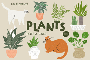 Plants in pots. Vector constructor.