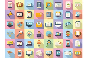 Online job search icon flat vector, an Object Illustration by Ylivdesign