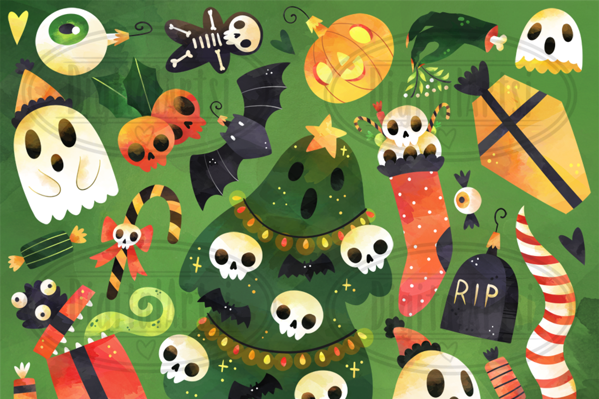 Halloween Christmas Clipart, a Seasonal Illustration by DigitalArtsi (Photo 2 of 3)