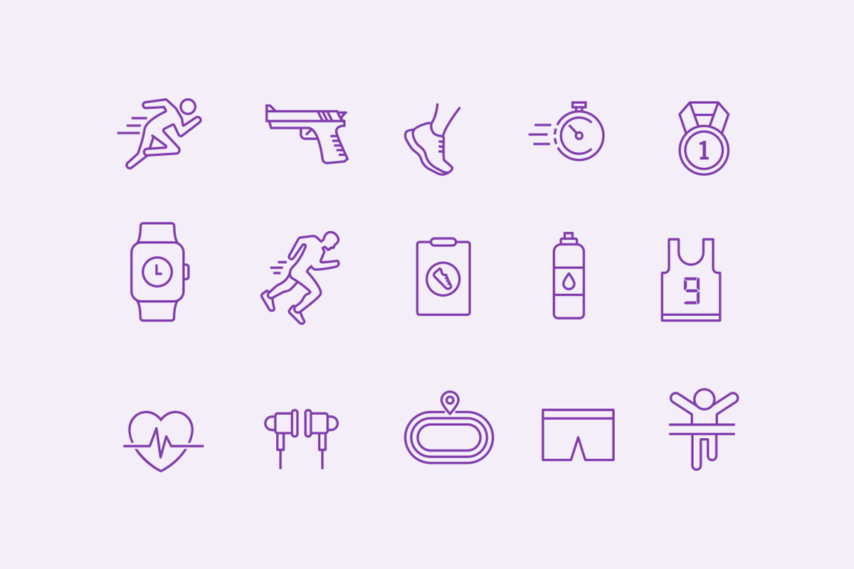 15 Running Icons, an Outline Icon by Creative VIP
