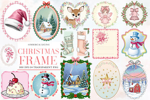 Coquette Christmas Frame Clipart, an Illustration by Designworld
